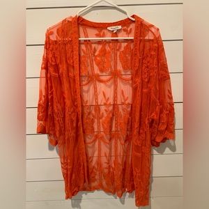 Orange lace kimono. Bought at local boutique. Size small.